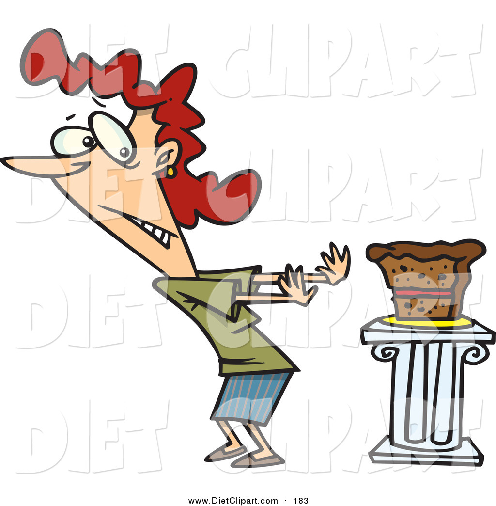 Diet Clip Art Of A Cartoon Woman Resisting A Slice Of Cake By Ron