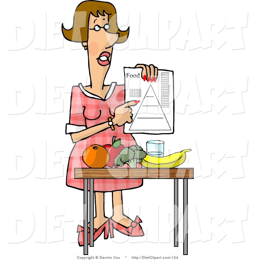 Diet Clip Art Of A Female Dietitian Teaching The Public About Food And
