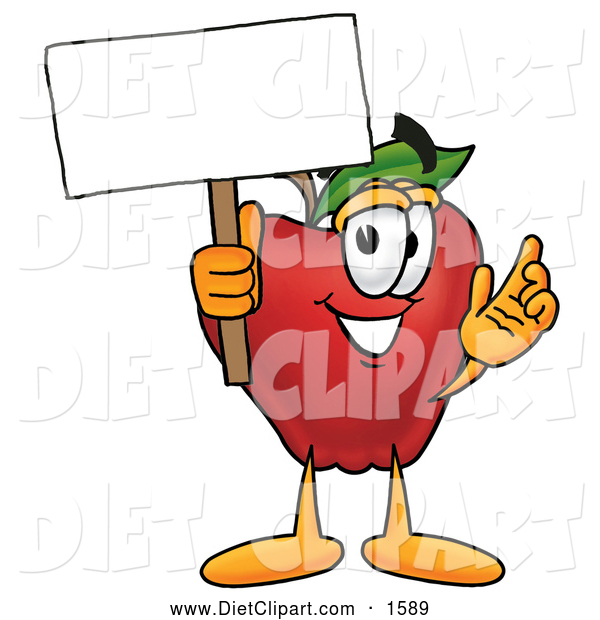Diet Clip Art Of A Healthy Red Apple Character Mascot Holding A Blank