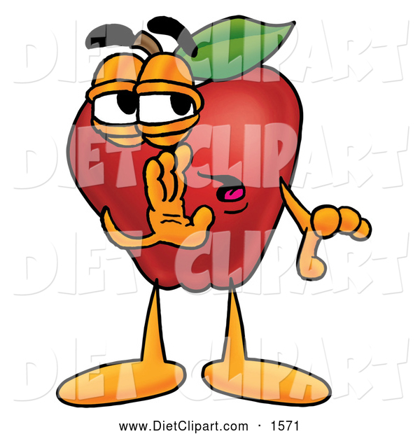 Diet Clip Art Of A Sly Red Apple Character Mascot Whispering Secrets