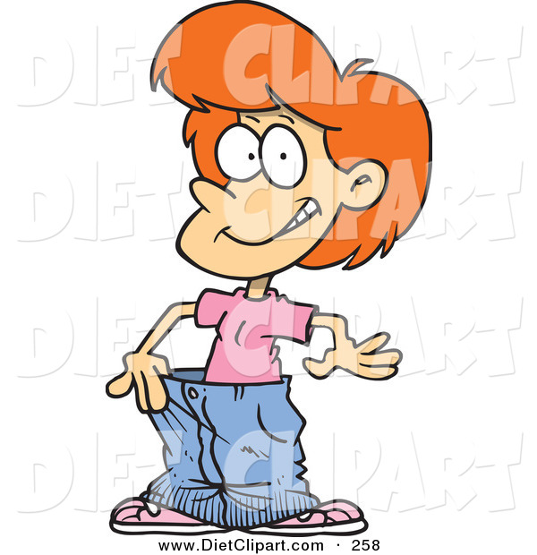 Diet Clip Art Of A White Cartoon Woman Displaying Her Loose Pants By