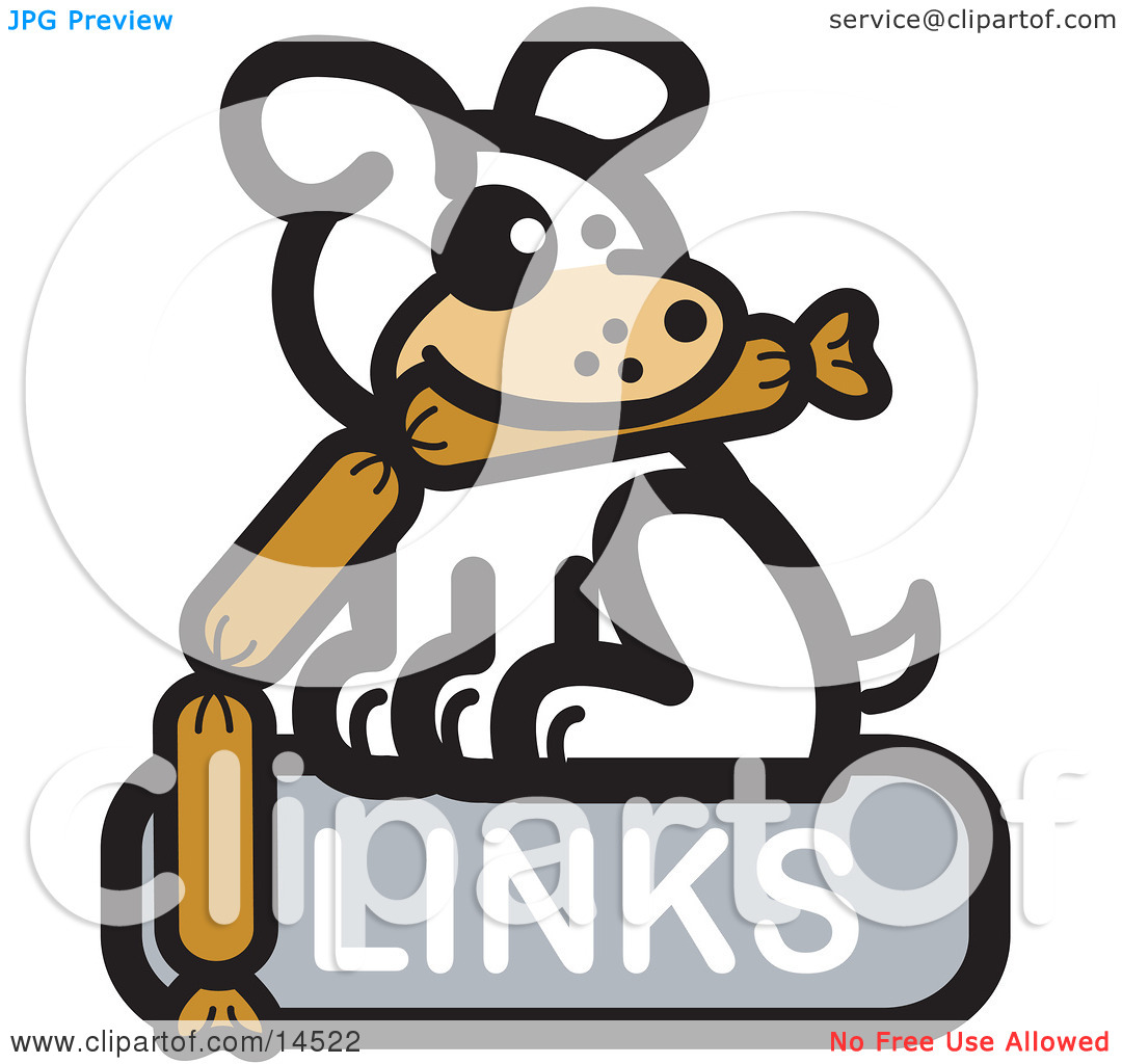 Dog Chewing On Sausage Links On A Links Internet Web Icon Clipart    