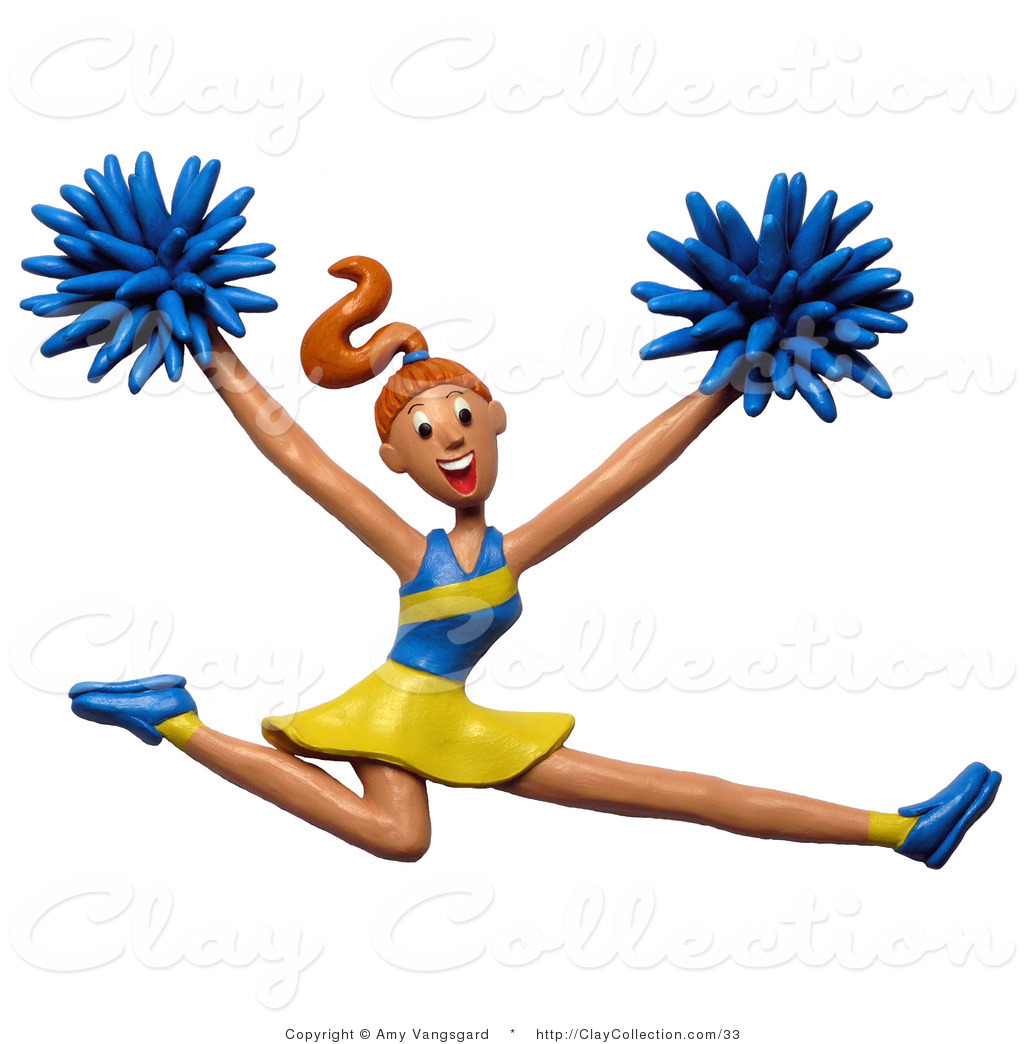 Free Clip Art Borders Cheerleading Clay Illustration Of A Fit Leaping