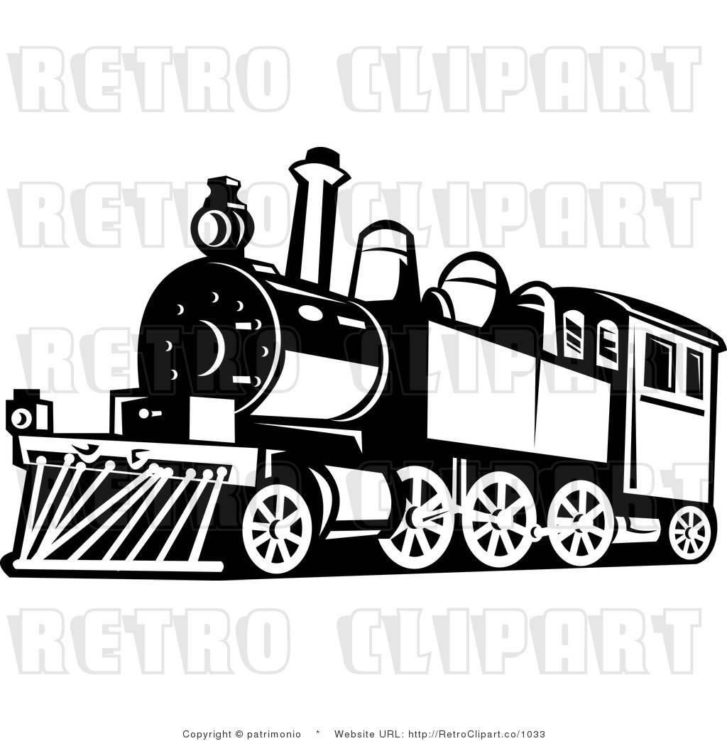     Free Retro Groovy Black And White Steam Train From A Front Side Angle