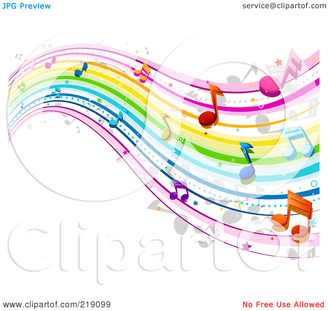 Free  Rf  Clipart Illustration Of A Background Of Rainbow Music Waves