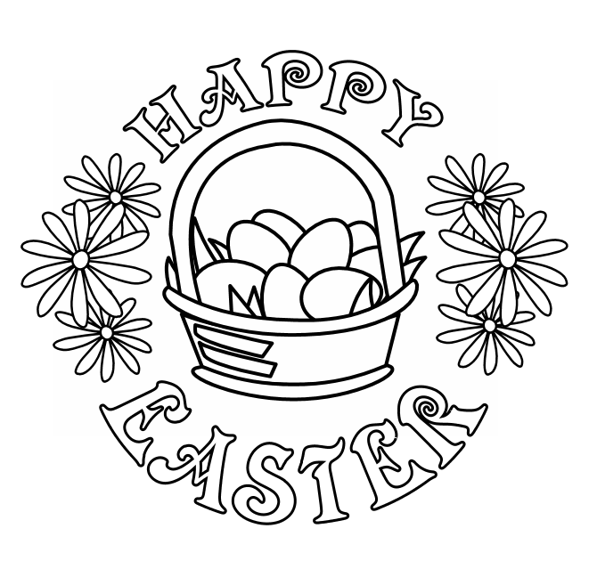 Happy Easter Clip Art Black And White