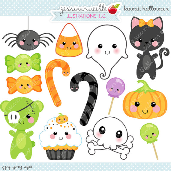 Kawaii Halloween Cute Digital Clipart   Commercial Use Ok   Halloween