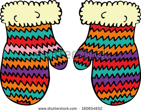 Knitted Colorful Mittens  Hand Drawn Illustration    Stock Vector