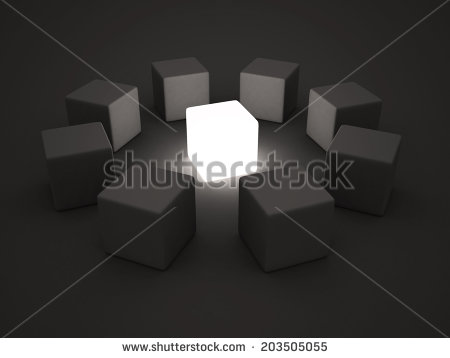 Light Individual Leader Block In Center Of Group Team  3d Concept    