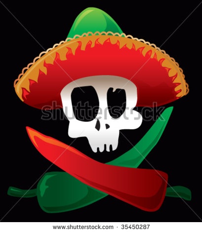 Mexican Fiesta Clip Art   Mexican Skull And Peppers Stock Vector    