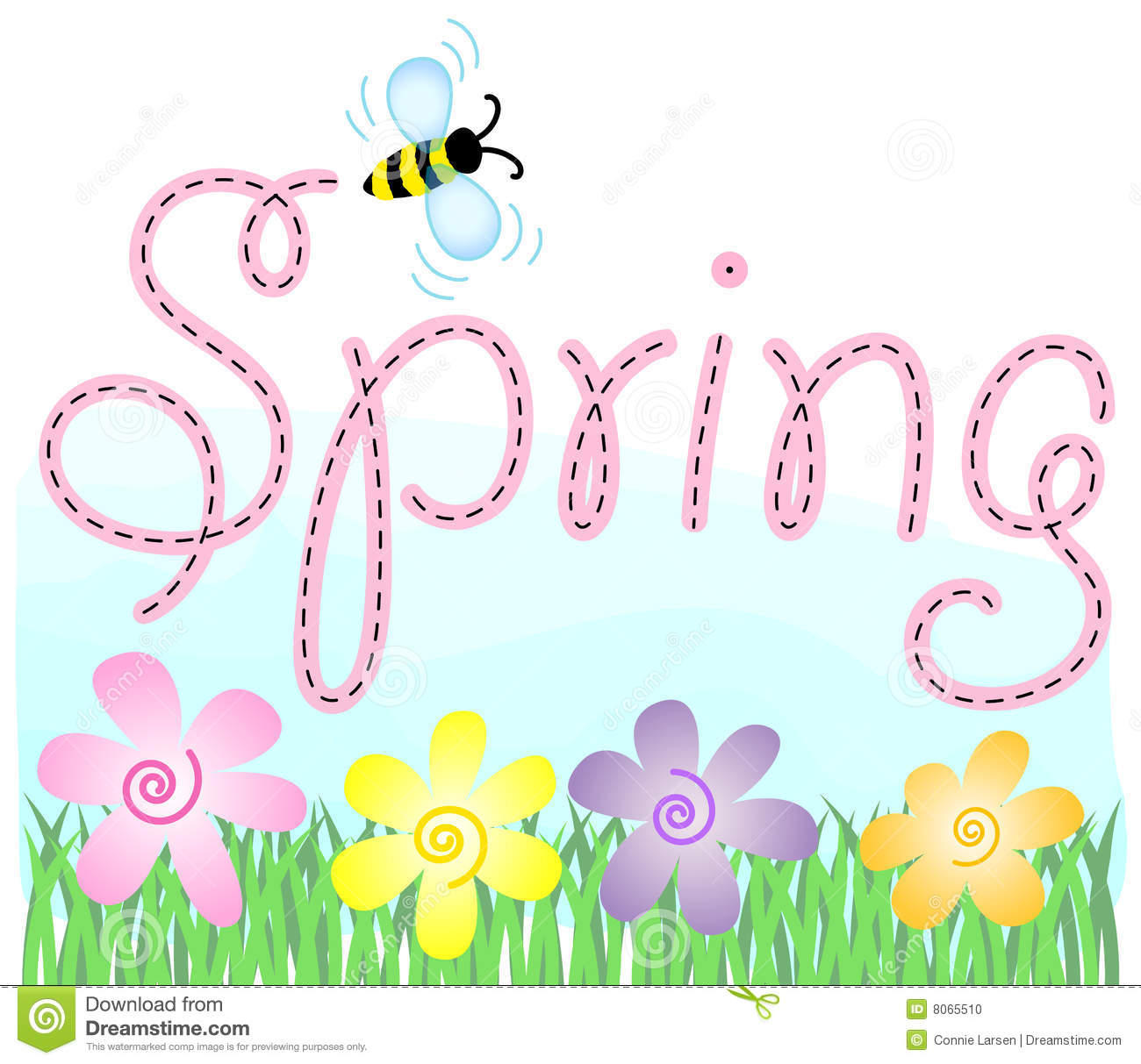 Spring Flowers And Bees Clip Art Spring Flowers And Bee Eps