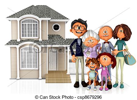 Stock Illustration Of 3d Family House   3d Family With A House Behind