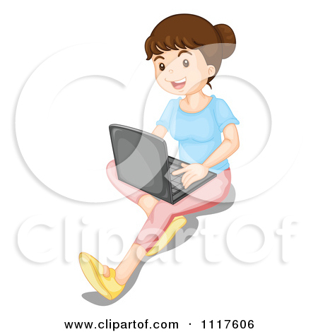 Technology Cartoon Vector Clipart Happy Brunette Girl With Headphones