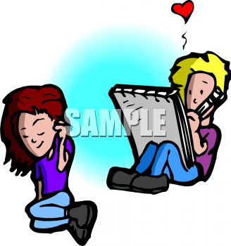 Teen Boy Drawing His Crush Clipart Picture