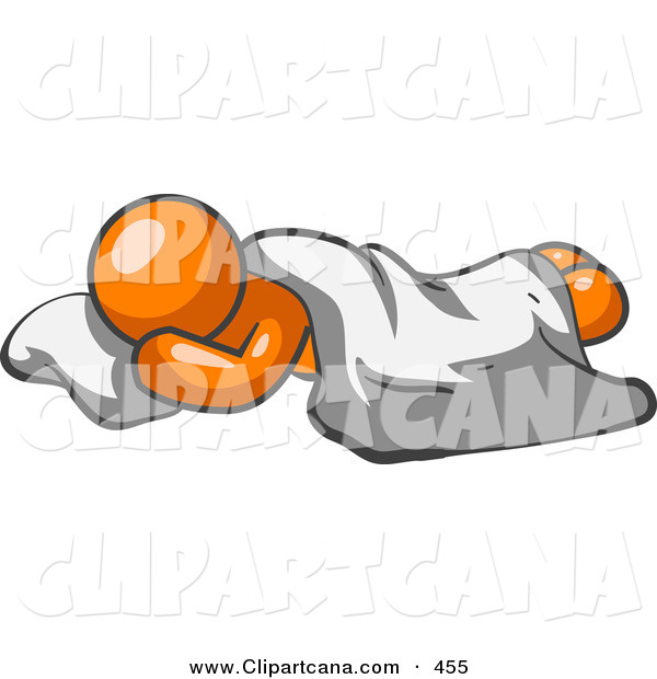 Vector Clip Art Of A Shiny Comfortable Orange Man Sleeping On The