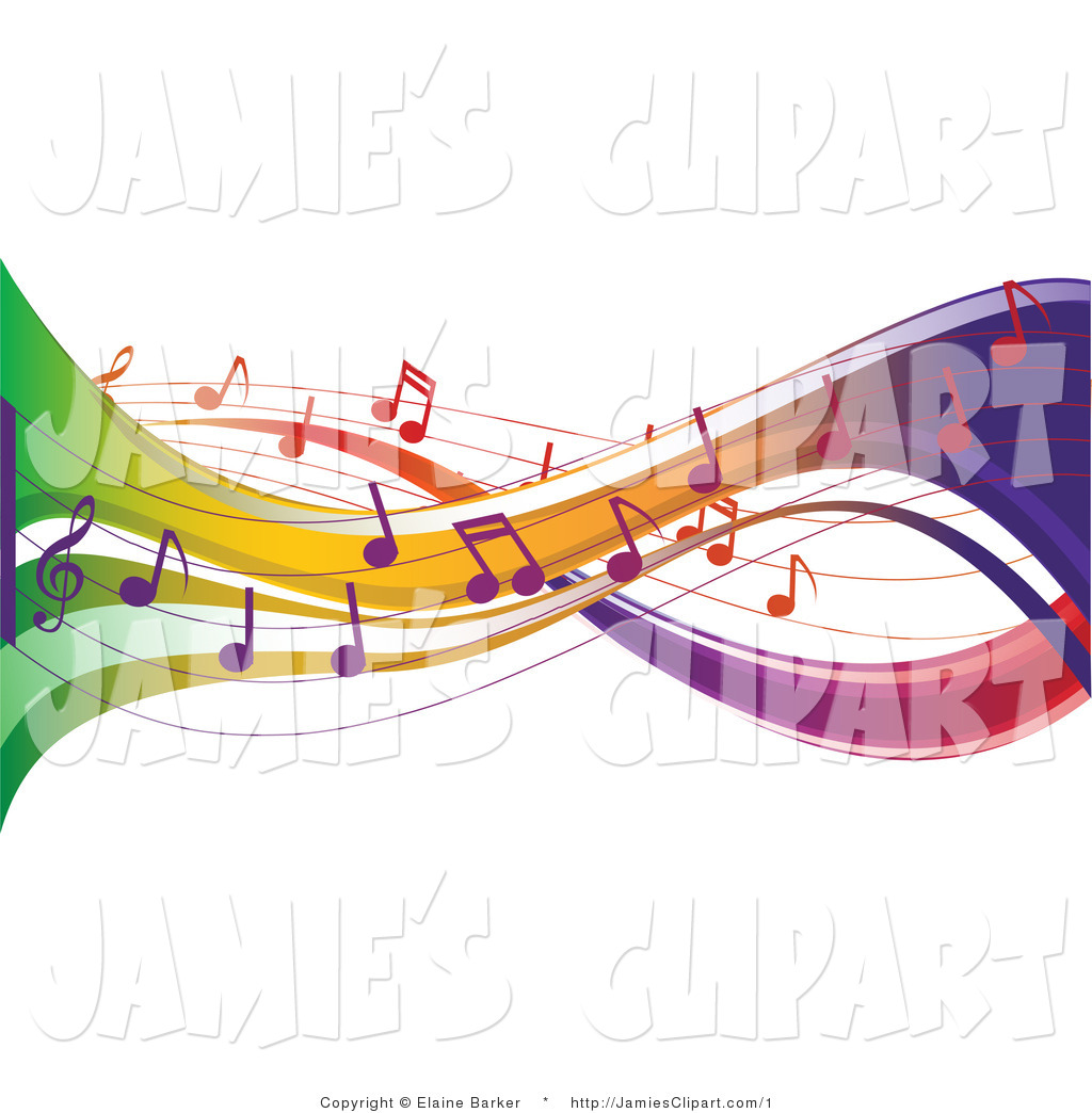 Vector Clip Art Of Colorful Music Notes Flowing Through Rainbow Music