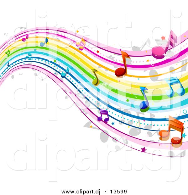 Vector Clipart Of A Rainbow Waves With Music Notes Background    