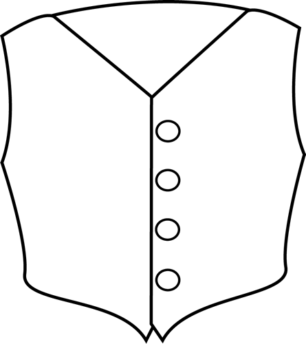And White Vest Clip Art Image   Black And White Outline Of A Vest