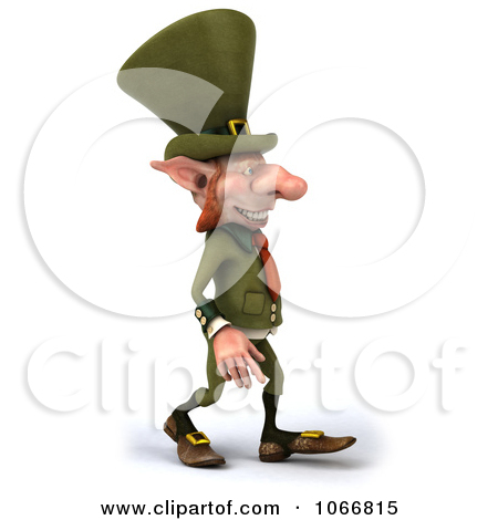 Clipart 3d Skinny Leprechaun Walking Right   Royalty Free Cgi