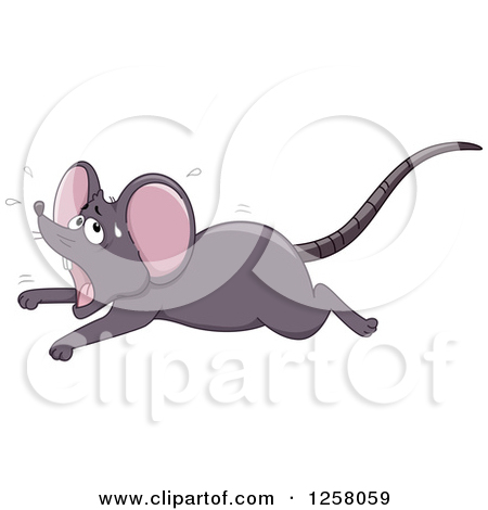 Clipart Of A Scared Mouse Running   Royalty Free Vector Illustration