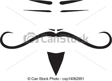 Clipart Vector Of Vector Chinese Man Face With Slanted Eyes Curly    