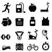Fitness Health And Diet Icons   Clipart Graphic