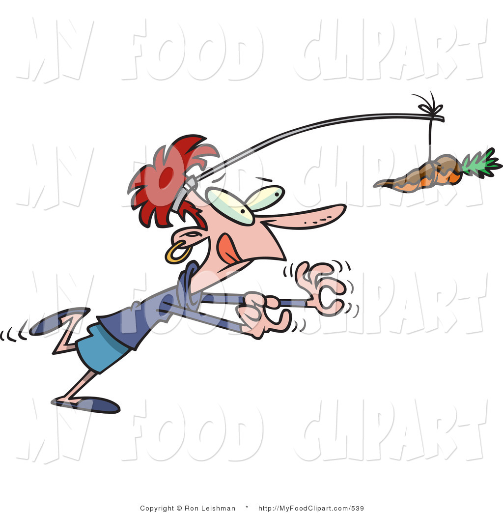 Food Clip Art Of A Dieting Skinny Woman Chasing A Chocolate Covered