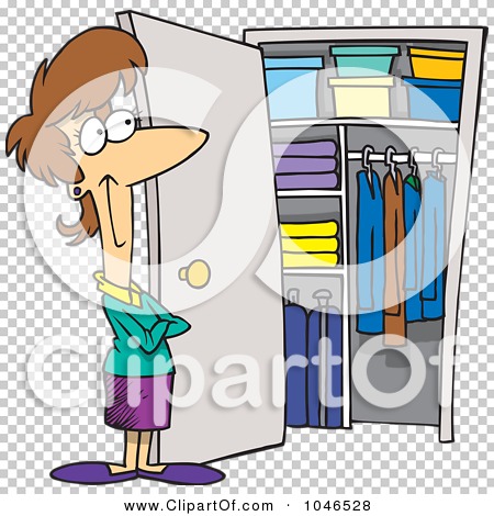 Illustration Of A Cartoon Woman With A Clean Closet By Ron Leishman
