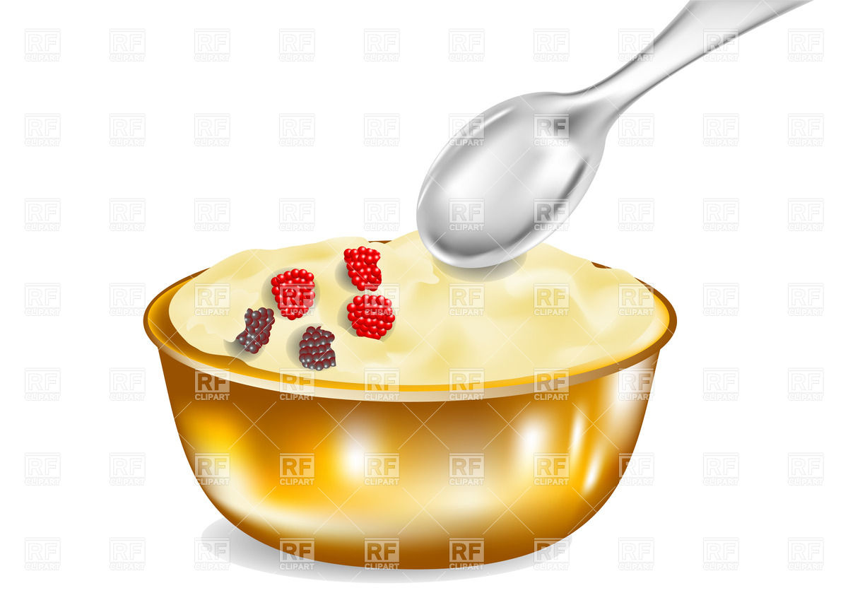 In Golden Bowl With Spoon Download Royalty Free Vector Clipart  Eps