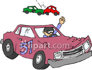 Man Driving In A Stock Car Race   Royalty Free Clipart Picture