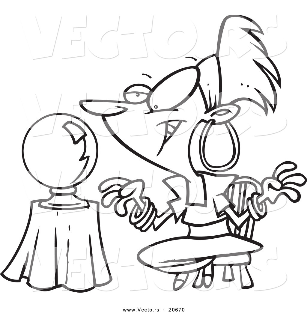 Of A Cartoon Female Gypsy Fortune Teller   Coloring Page Outline