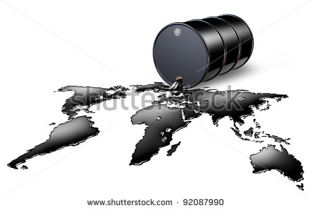 Oil Industry With A Black Drum Barrel Pouring And Spilling Out Fossil
