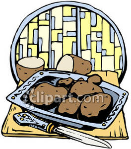 Potatoes In A Baking Dish   Royalty Free Clipart Picture