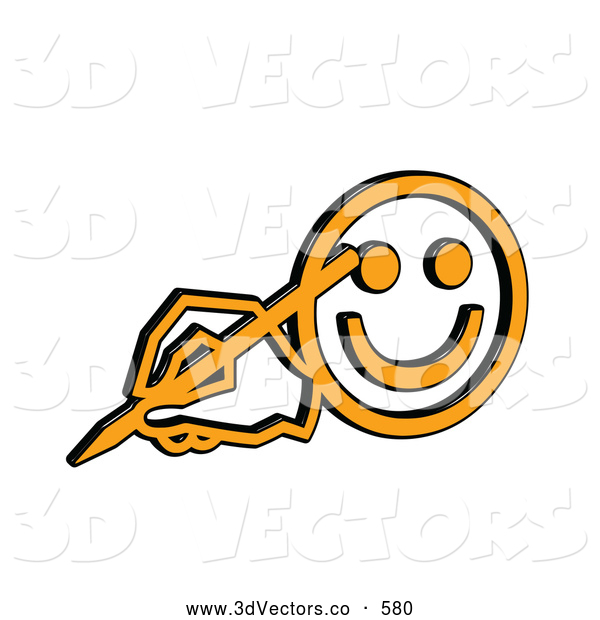 Vector Clipart Of A Black And Orange Smiley Face Writing By Macx    