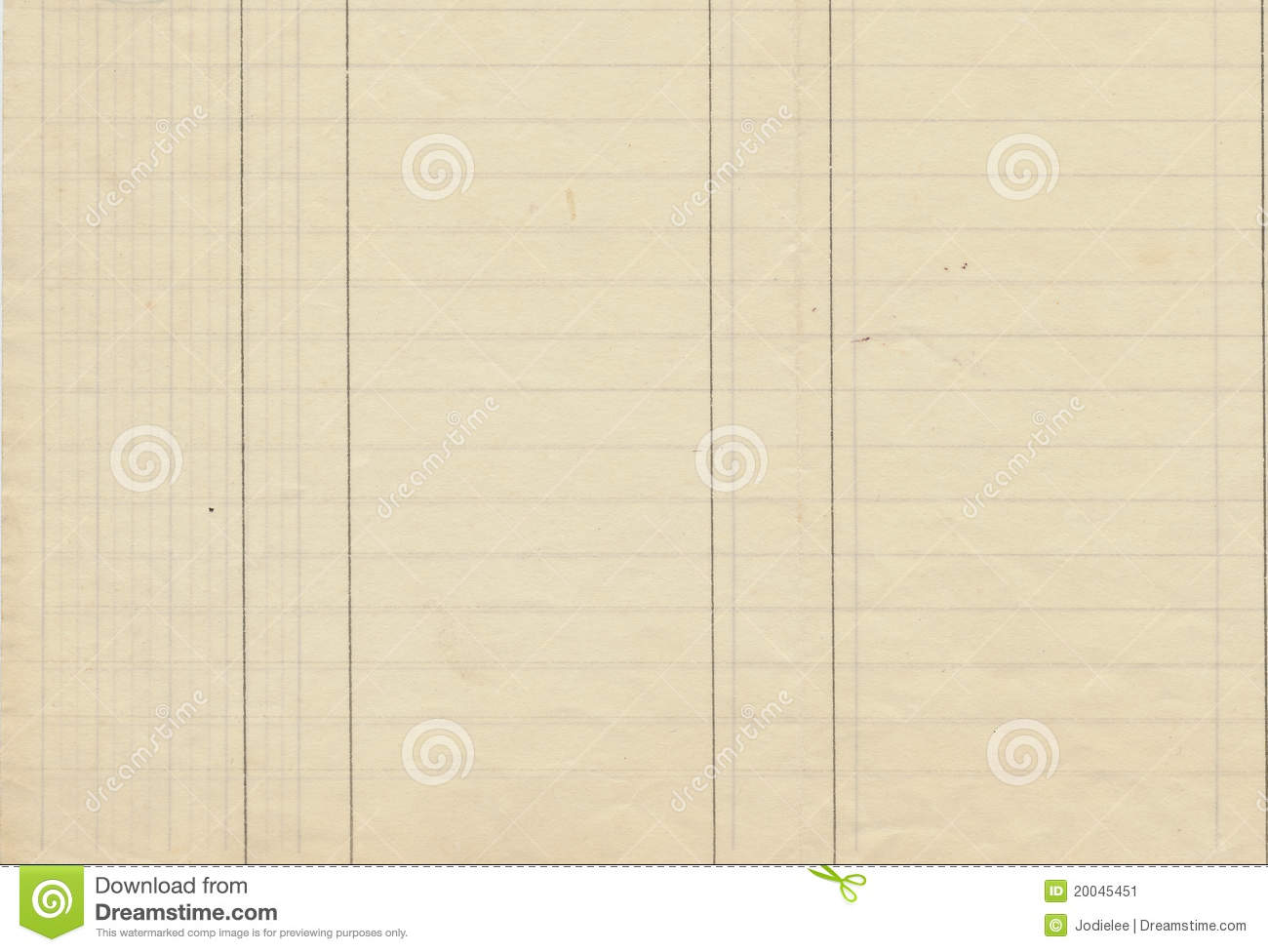 Antique Lined Ledger Paper With Lines And Grid In Cream Color 