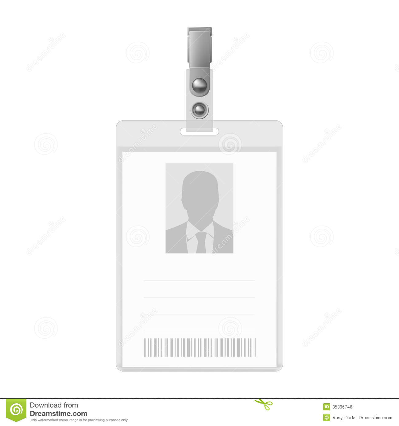 Blank Vertical Badge On White Background  Identification Card Template