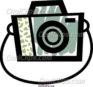 Camera With Strap Vector Clip Art