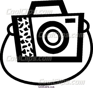 Camera With Strap Vector Clip Art