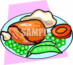 Cartoon Of A Plate Of Food   Royalty Free Clipart Picture
