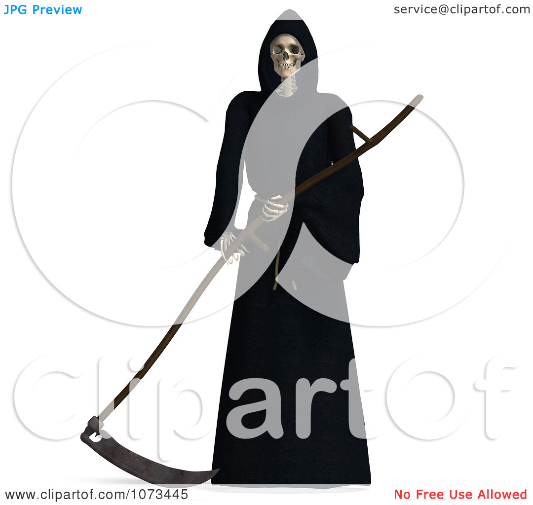 Clipart 3d Grim Reaper Of Death Holding A Scythe 6   Royalty Free Cgi
