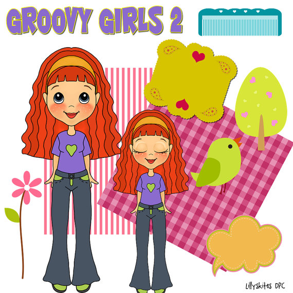 Clipart Groovy Girl 2  Instant Digital Download  Pnggirl Doll Clip