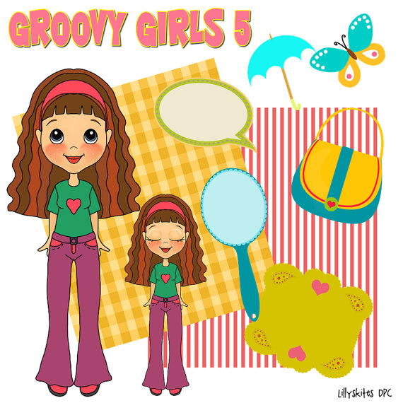 Clipart Groovy Girl 5 Instant Digital Download  Pnggirl Doll Clip Art