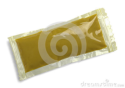 Condiment Mustard Packet Isolated On A White Background