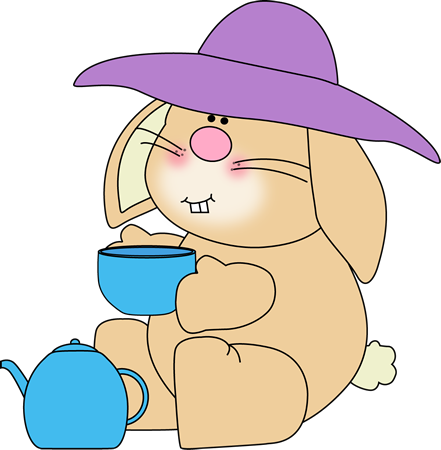 Cute Rabbit Clip Art Bunny Having Tea Clip Art