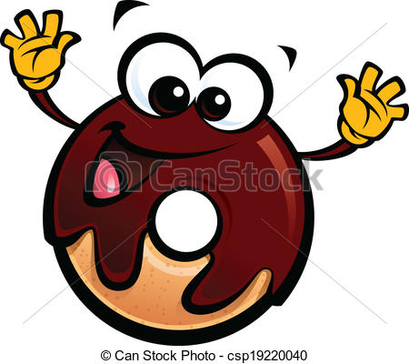 Eps Vector Of Cartoon Funny Chocolate Icing Donut Character Making A    