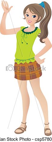 Eps Vector Of Cartoon Illustration Of A Beautiful Teenage Girl With A