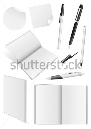     File Browse   Objects   Set Of Blank Mock Ups Of Pens And A Books