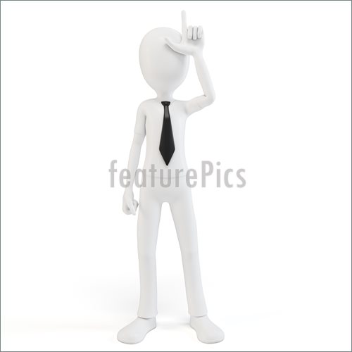 Illustration Of 3d Man Businessman With Loser Sign On White Background
