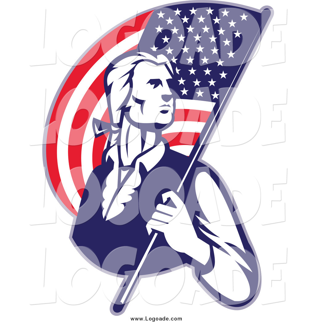 Larger Preview  Clipart Of A Patriotic Soldier Carrying An American