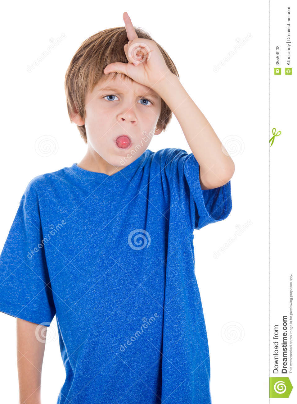 Loser Sign Shown By Cute Adorable Kid Royalty Free Stock Photos